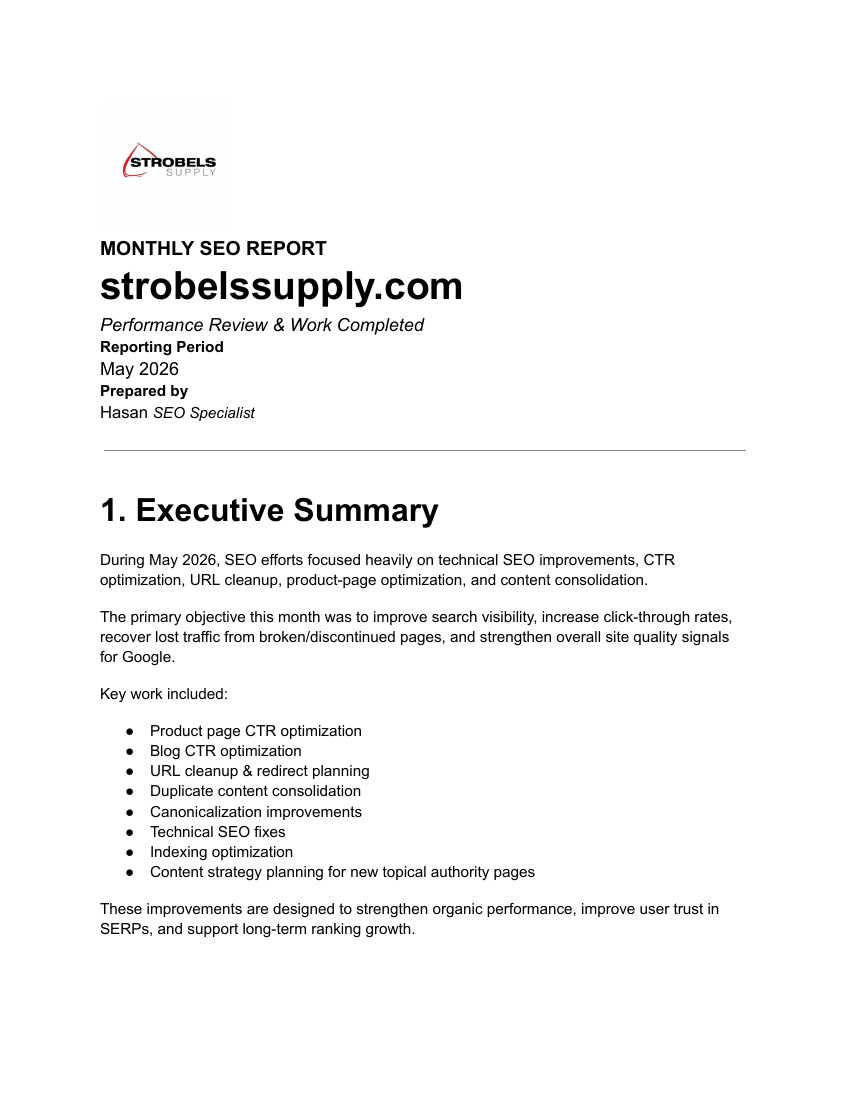 Monthly SEO report